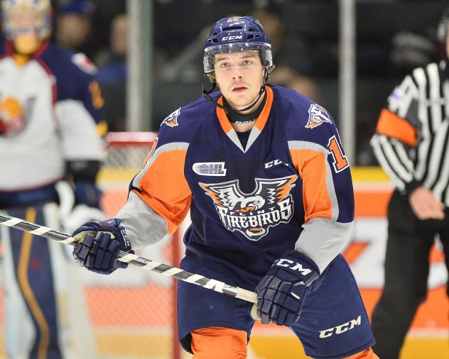 Connor Chatham with the Flint Firebirds
