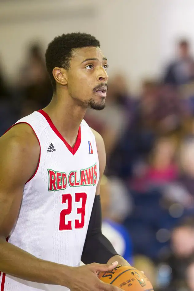 Jordan Mickey of the Maine Red Claws Prepares to Shoot