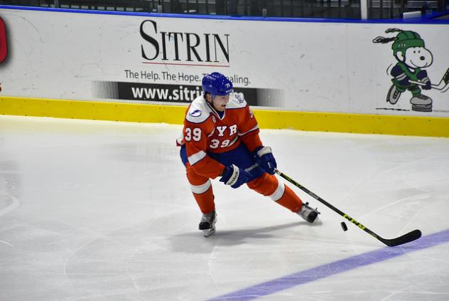 Syracuse Crunch Forward Brian Hart Corrals the Puck