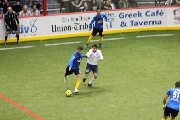 San Diego Sockers Striker Kraig Chiles Battles for the Ball