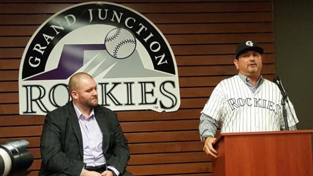 New Grand Junction Rockies President Joe Kubly (left) and 2016 Manager Frank Gonzales