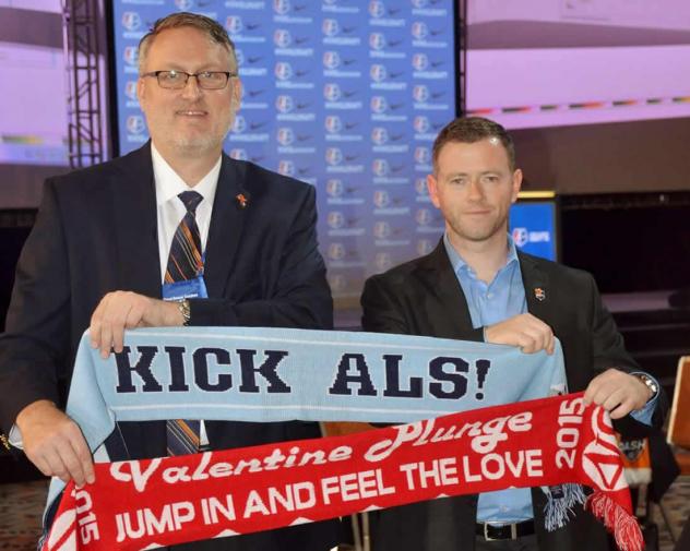 KICK ALS! Founder Tom Fraehmke and Sky Blue FC Head Coach Christy Holly