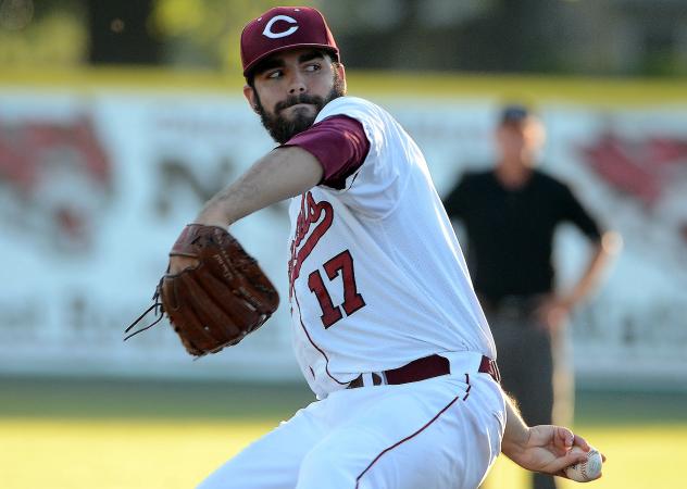 Traverse City Beach Bums Pitcher Luke Barker Prepares to Throw