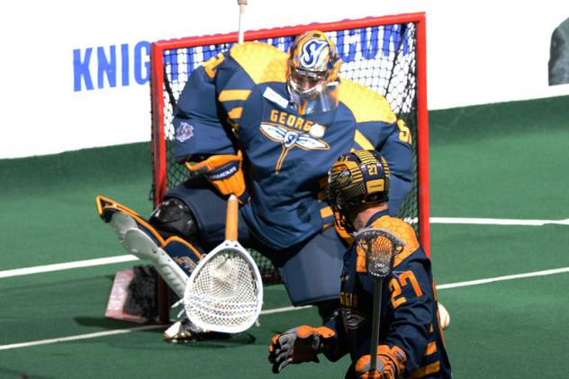Georgia Swarm Goaltender Brodie McDonald Smothers the Ball