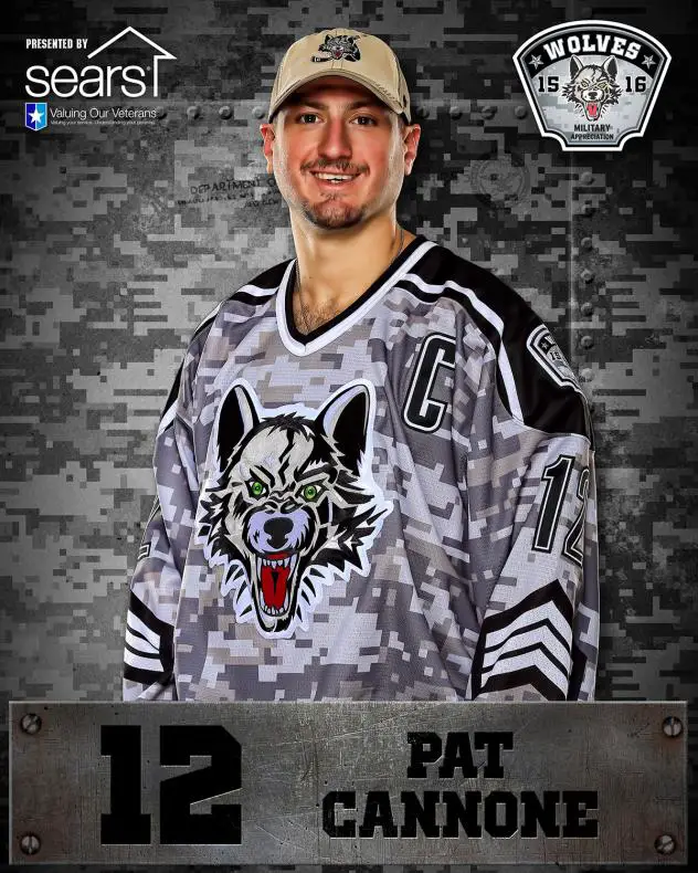 Pat Cannone of the Chicago Wolves in Military Appreciation Jersey