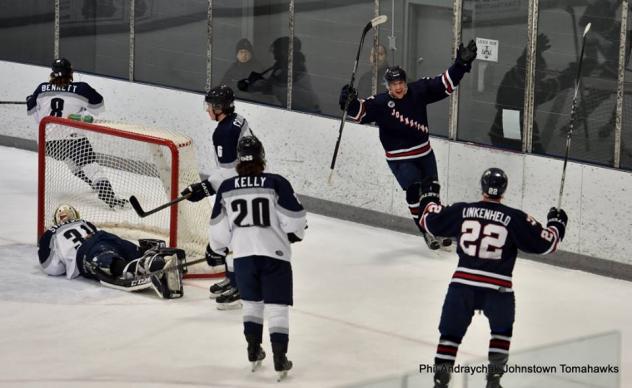 Johnstown Tomahawks Forward Luke Lynch Celebrates a Goal vs. the Wilkes-Barre/Scranton Knights