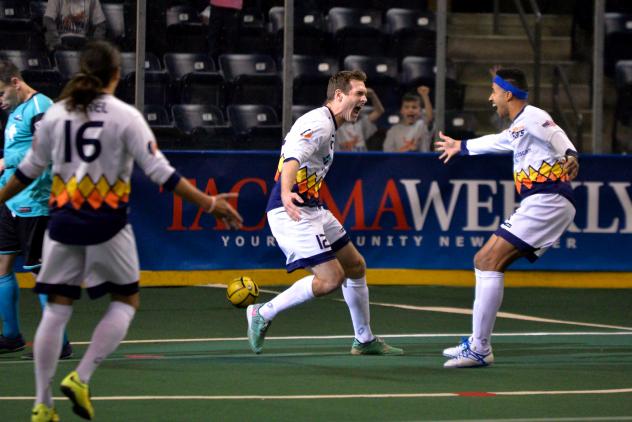 Tacoma Stars Celebrate a Goal vs. the St. Louis Ambush