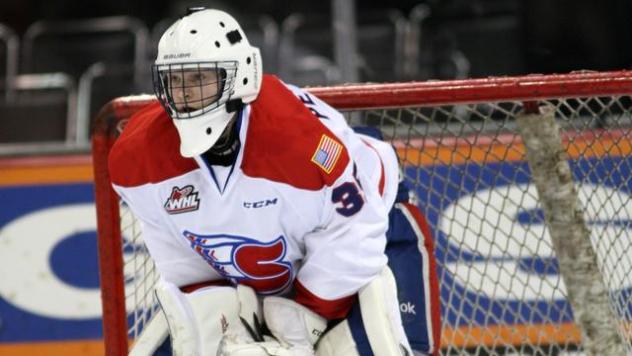Spokane Chiegs Goaltender Lasse Petersen Between the Pipes
