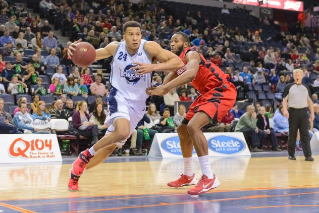 Kyle Hunt of the Halifax Hurricanes Drives to the Basket against the Orangeville A's