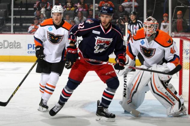 Lehigh Valley Phantoms Defend against the Springfield Falcons