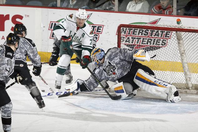 Chicago Wolves Goaltender Pheonix Copley vs. the Iowa Wild