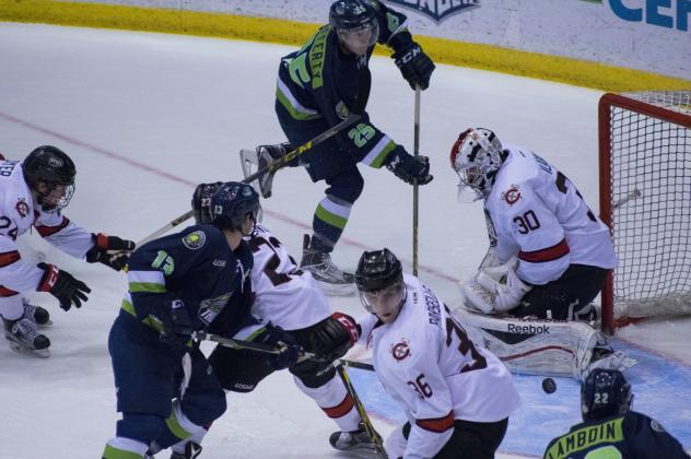 Bloomington Thunder Scramble for a Goal vs. the Chicago Steel