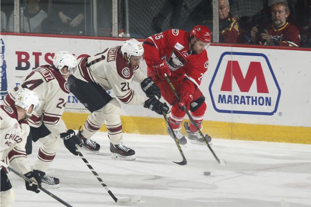 Chicago Wolves Defenseman Scooter Vaughan vs. the Charlotte Checkers