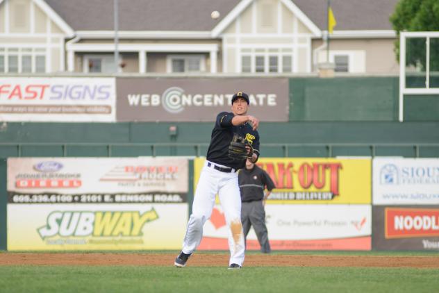 Sioux Falls Canaries Shortstop Jerome Pena Throws