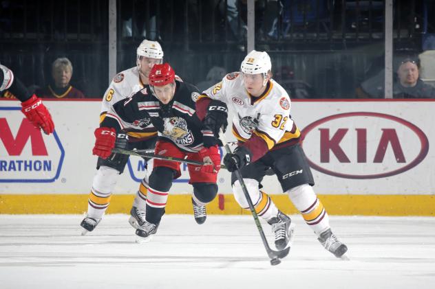 Chicago Wolves C Ivan Barbashev Handles the Puck vs. the Grand Rapids Griffins