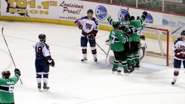 Louisiana IceGators Celebrate a Goal vs. the Macon Mayhem