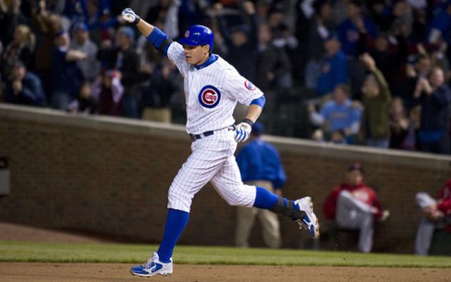 Somerset Patriots Infielder Bryan LaHair with the Chicago Cubs