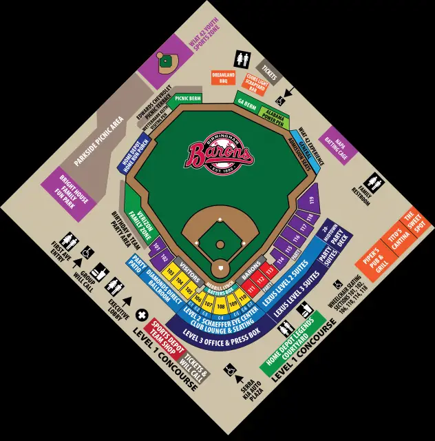 Update Concourse Map of Regions Field, Home of the Birmingham Barons