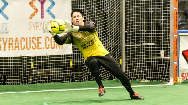 Syracuse Silver Knights Goalkeeper Bryan O'Quinn Lunges for the Ball