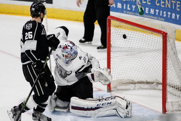 Ontario Reign C Nic Dowd Scores against the San Antonio Rampage
