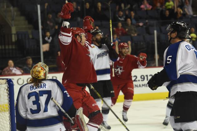 Allen Americans Celebrate a Goal vs. the Wichita Thunder