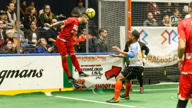 Syracuse Silver Knights Prepare to Defend a Shot from the Baltimore Blast