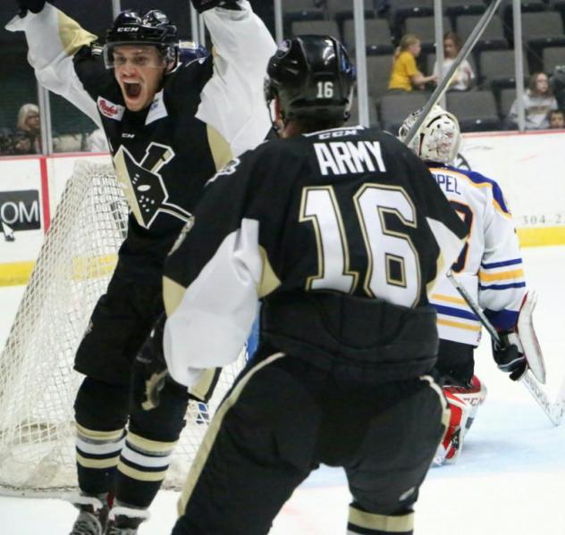 Wheeling Nailers Celebrate a Goal vs. the Norfolk Admirals