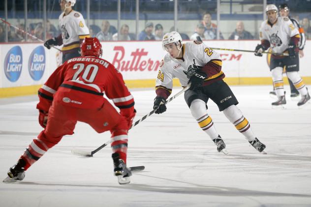Chicago Wolves D Jordan Schmaltz Closes in on the Charlotte Checkers