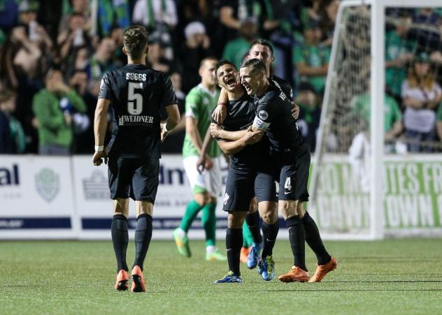 Colorado Springs Switchbacks FC Celebrate a Goal vs. OKC Energy FC