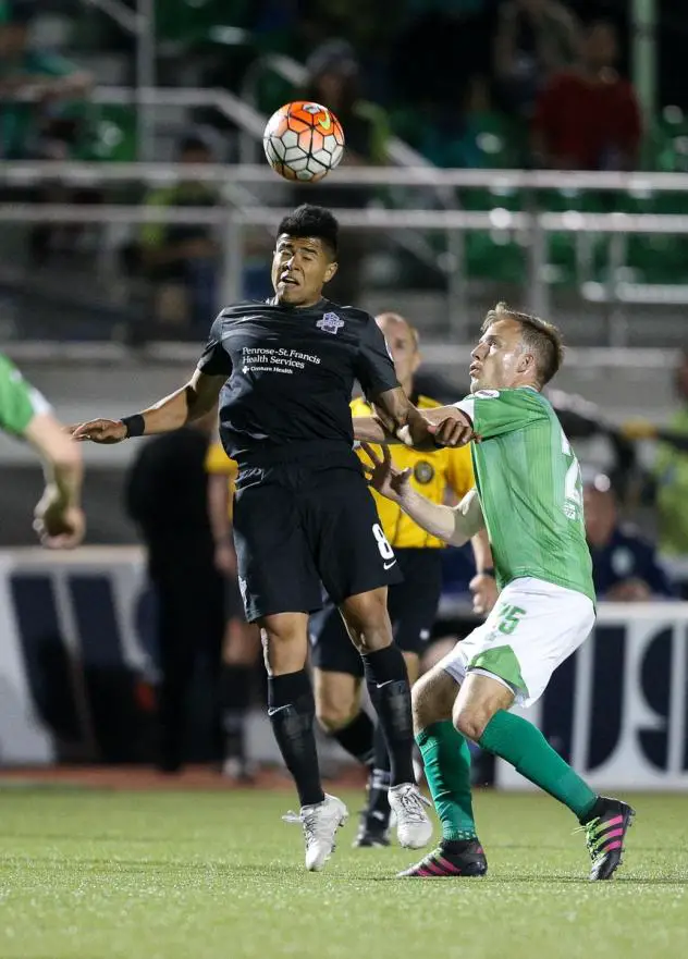 Colorado Springs Switchbacks FC Goes High for a Ball vs. OKC Energy FC