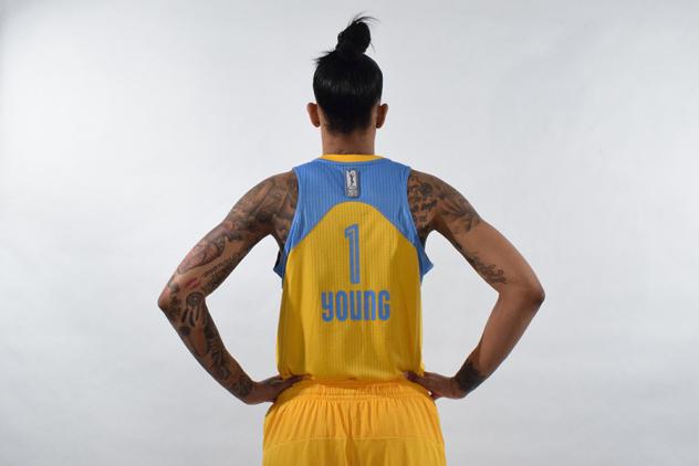 Tamera Young of the Chicago Sky Models the Team's Yellow Uniform (Back)