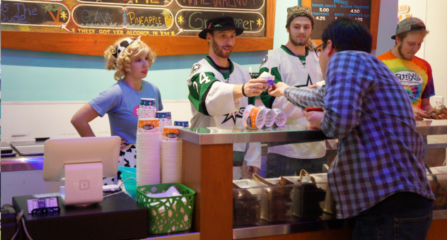 Derek Hulak of the Texas Stars at Amy's Ice Creams