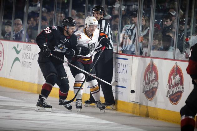 Chicago Wolves RW Danny Kristo Battles the Lake Erie Monsters