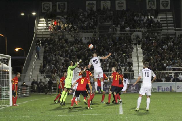 Sacramento Republic FC Goes up High in Front of the Arizona United SC Goal