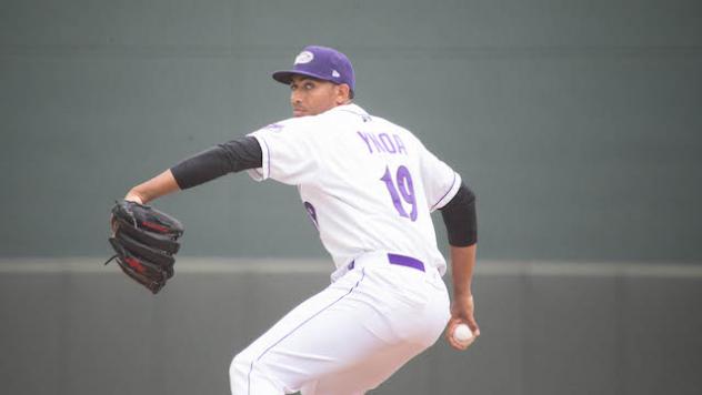 Pitcher Michael Ynoa with the Winston-Salem Dash