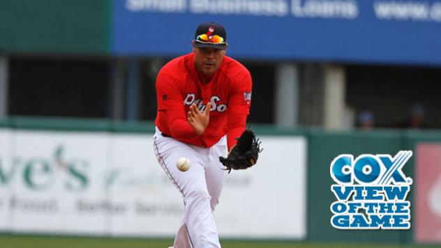 Chris Dominguez of the Pawtucket Red Sox Prepares to Field a Ball
