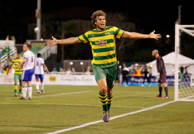 Tampa Bay Rowdies Celebrate a Goal vs. FC Edmonton