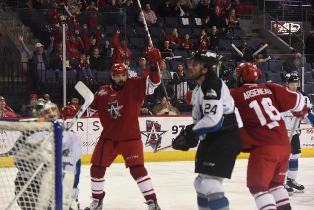 Allen Americans Celebrate a Goal vs. the Idaho Steelheads
