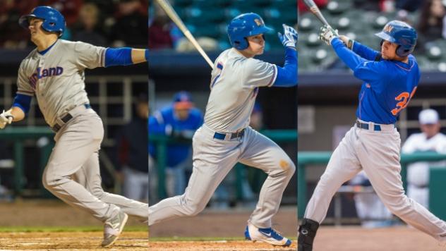 Ryon Healy, Matt Chapman and Viosergy Rosa of the Midland RockHounds