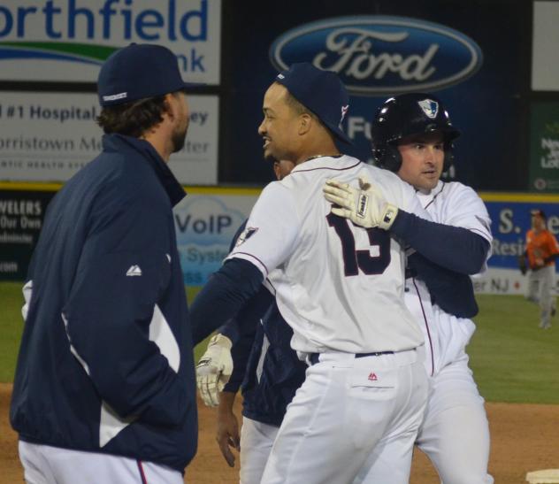 Rob Kral of the Somerset Patriots Received Congratulations from Teammates