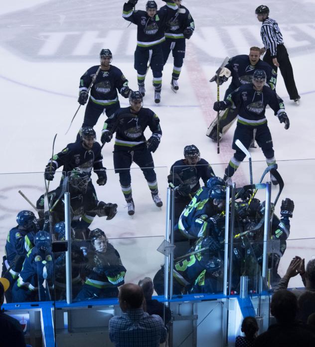 Bloomington Thunder Rush the Ice after Overtime Winner