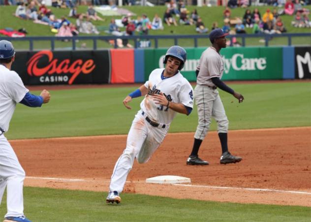 Drew Maggi of the Tulsa Drillers Rounds the Bases following a Home Run