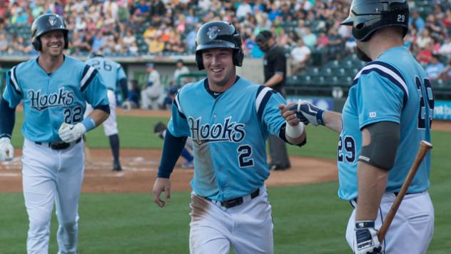 Alex Bregman of the Corpus Christi Hooks Congratulated by Teammates
