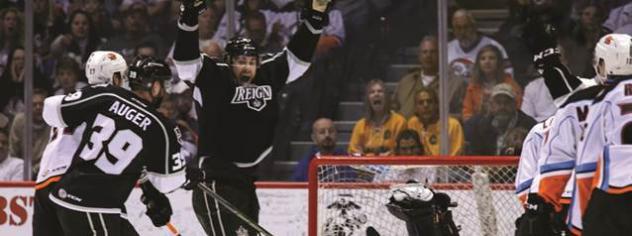 Ontario Reign Celebrate a Goal vs. the San Diego Gulls
