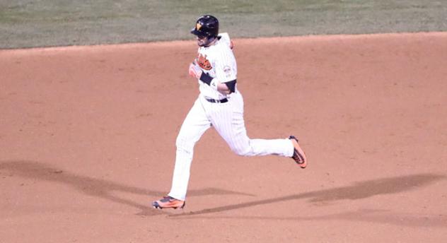 Mike Blanke of the Long Island Ducks Rounds the Bases