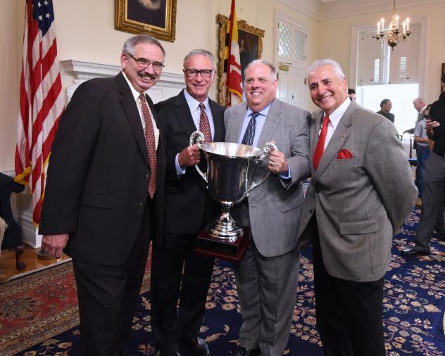 Baltimore Blast Owner Ed Hale (Second from Left) with the MASL Championship Trophy