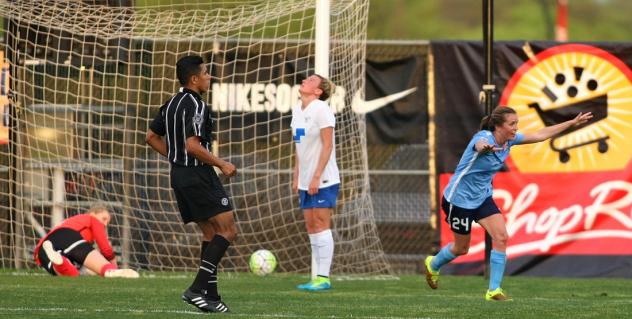 Sky Blue FC Midfielder Kelly Conheeney Celebrates the Game's Lone Goal vs. the Boston Breakers