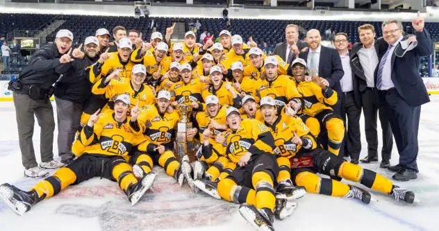 Brandon Wheat Kings Celebrate Winning the WHL Championship Series