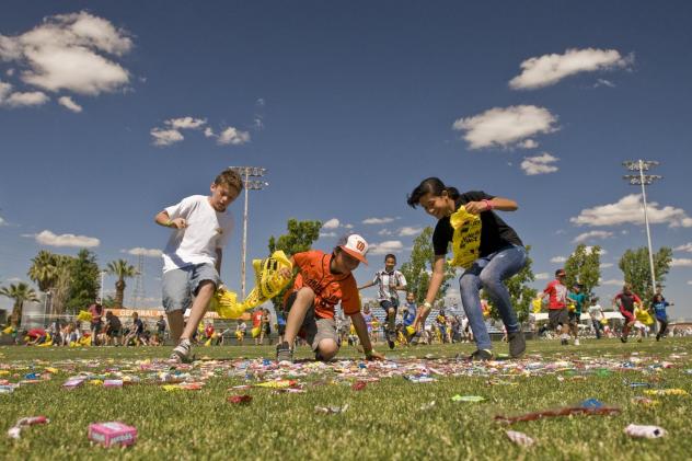 Children Collect Candy at the Bakersfield Blaze Candy Drop