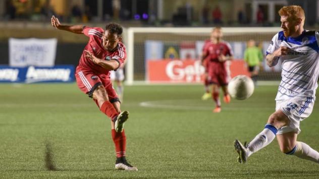 Ottawa Fury FC Forward Paulo Junior Unleashes a Shot